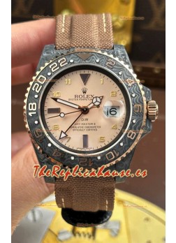 Rolex GMT Masters DiW Black Caja de Carbono Reloj Réplica Suizo Dial Gris Beige