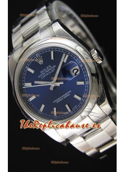 Rolex Datejust 36MM Cal.3135 Reloj Réplica con Movimiento Suizo Dial Azul Correa tipo Ostra - Último Reloj de Acero 904L