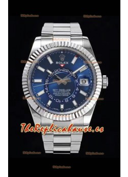 Rolex Sky-Dweller REF# 326934 Dial Azul Reloj Caja de Acero 904L Réplica a Espejo 1:1