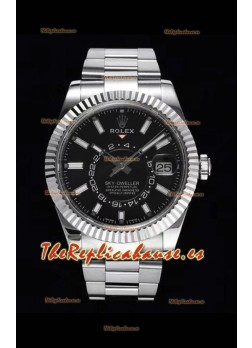 Rolex Sky-Dweller REF# 326934 Reloj Dial Negro con Caja en Acero 904L Reloj Réplica a Espejo 1:1