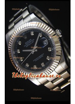 Rolex Datejust Reloj Réplica Japonés - Dial Negro en 41MM con correa Oyster
