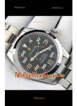 Rolex Air King Movimiento Japonés Reloj Réplica en Acero Inoxidable Dial Acero Negro 40MM