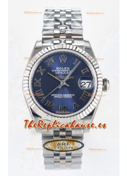 Rolex Super Clone Datejust ETA 2688 Movement 31MM Reloj Acero Inoxidable Dial Azul Romanos