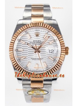 Rolex Super Clone Datejust ETA 3235 Movement 41MM Reloj Chapado en Oro Rosado Dos Tonos Dial Estriado