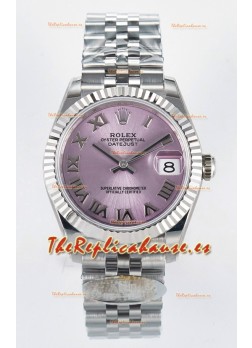 Rolex Super Clone Datejust ETA 2688 Movement 31MM Reloj Acero Inoxidable Dial Rosa Romanos