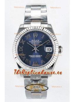 Rolex Super Clone Datejust ETA 2688 Movement 31MM Reloj Acero Inoxidable Dial Azul Romanos