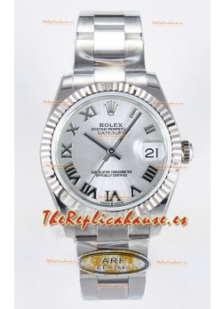 Rolex Super Clone Datejust ETA 2688 Movement 31MM Reloj Caja Acero Inoxidable Dial Acero Romanos