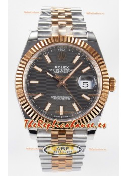 Rolex Super Clone Datejust ETA 3235 Movement 41MM Reloj Chapado en Oro Rosado Dos Tonos Dial Estriado