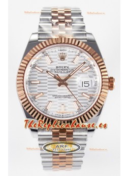 Rolex Super Clone Datejust ETA 3235 Movement 41MM Reloj Chapado en Oro Rosado Dos Tonos Dial Estriado