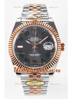 Rolex Super Clone Datejust ETA 3235 Movement 41MM Reloj Chapado en Oro Rosado Dos Tonos Dial Romanos