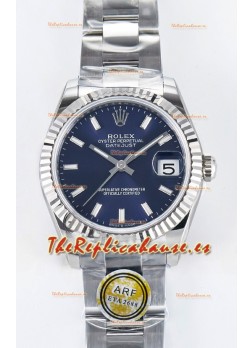 Rolex Super Clone Datejust ETA 2688 Movement 31MM Reloj Acero Inoxidable Dial Azul