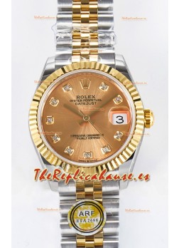 Rolex Super Clone Datejust ETA 2688 Movement 31MM Caja y Dial Oro Amarillo Dos Tonos