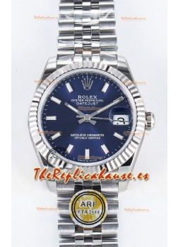 Rolex Super Clone Datejust ETA 2688 Movement 31MM Reloj Acero Inoxidable Dial Azul