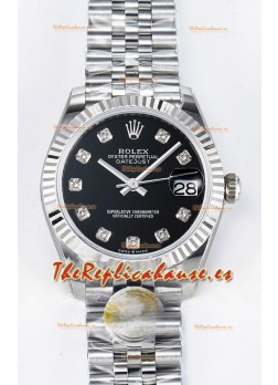 Rolex Super Clone Datejust ETA 2688 Movement 31MM Reloj Acero Inoxidable Dial Negro