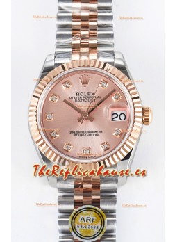 Rolex Super Clone Datejust ETA 2688 Movement 31MM Oro Rosado Dos Tonos Suizo Dial Champange