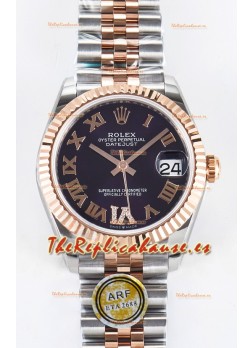Rolex Super Clone Datejust ETA 2688 Movement 31MM Oro Rosado Dos Tonos Suizo Dial Morado
