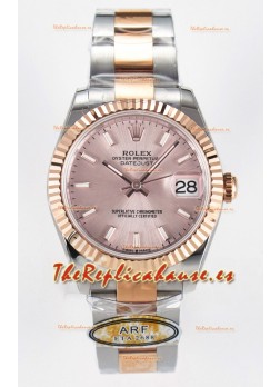 Rolex Super Clone Datejust ETA 2688 Movement 31MM Oro Rosado Dos Tonos Suizo Dial Champange