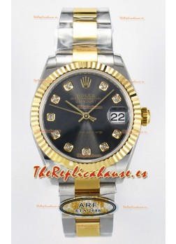 Rolex Super Clone Datejust ETA 2688 Movement 31MM Oro Amarillo Dos Tonos Dial Gris