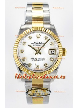 Rolex Super Clone Datejust ETA 2688 Movement 31MM Oro Amarillo Dos Tonos Dial Repique