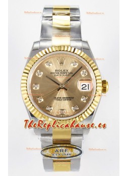 Rolex Super Clone Datejust ETA 2688 Movement 31MM Reloj y Dial Oro Amarillo Dos Tonos