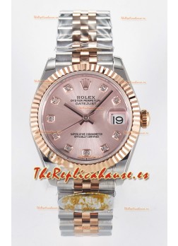 Rolex Super Clone Datejust ETA 2688 Movement 31MM Oro Rosado Dos Tonos Suizo Dial Champange