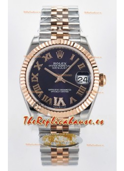 Rolex Super Clone Datejust ETA 2688 Movement 31MM Oro Rosado Dos Tonos Suizo Dial Morado