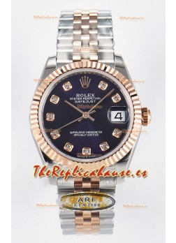 Rolex Super Clone Datejust ETA 2688 Movement 31MM Oro Rosado Dos Tonos Suizo Dial Morado