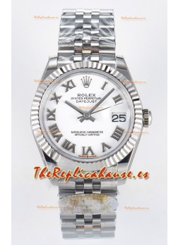 Rolex Super Clone Datejust ETA 2688 Movement 31MM Reloj Acero Inoxidable Blanco Dial Romanos