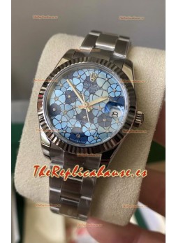 Rolex Datejust Ladies 31MM Movimiento Cal.3135 Réplica Suiza Motivo Azul Correa Oyster en Caja Acero 904L