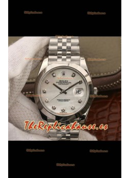 Rolex Datejust 41MM Cal.3135 Reloj Réplica Suizo a Espejo 1:1 Caja de Acero 904L Dial Blanco