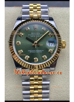 Rolex Datejust 31MM Reloj Suizo en Acero 904L Dial Verde Dos Tonos Réplica Espejo  1:1
