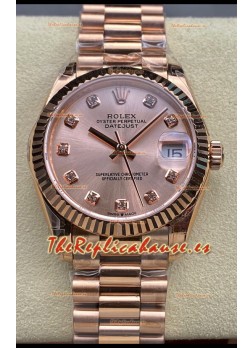 Rolex Datejust 31MM Reloj Suizo en Acero 904L Oro Rosado Dial Réplica Espejo  1:1
