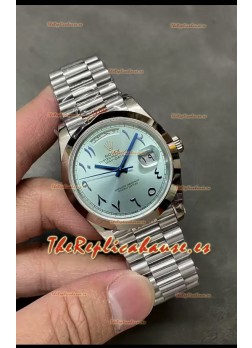 Rolex Day Date Presidencial Reloj  Acero Inoxidable Dial Árabe ICE Azul 40MM - Calidad Espejo 1:1