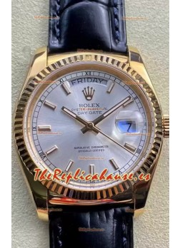 Rolex Day Date Reloj Caja Oro Amarillo Dial Acero 36MM - Calidad Espejo 1:1