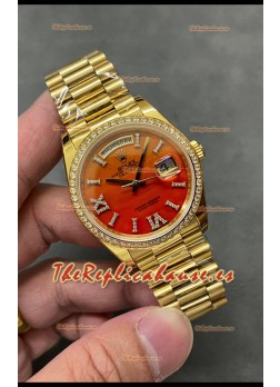Rolex Day Date Carnelian Reloj Oro Amarillo 18K 36MM - Reloj Réplica Espejo 1:1 