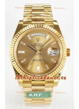 Rolex Day Date Super Clone Reloj Oro Amarillo 18K 40MM - Dial Oro 1:1 Calidad Espejo