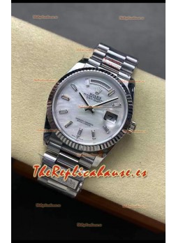 Rolex Day Date Super Clone Reloj Acero Inoxidable 904L 40MM - Dial Madre PerlaCalidad Espejo 
