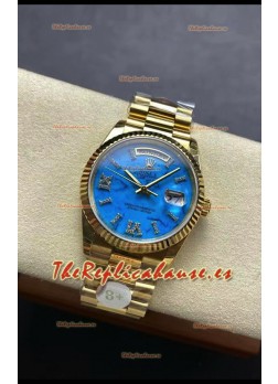 Rolex Day Date Turquoise Set Reloj Oro Amarillo 18K 36MM - Reloj Réplica Espejo 1:1 