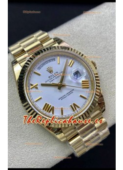 Rolex Day Date Presidential Oro Amarillo 18K Reloj 40MM - Dial Blanco Calidad Espejo 1:1