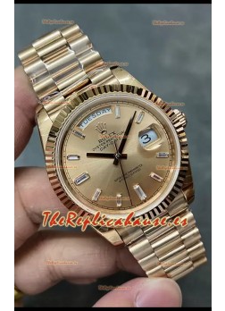 Rolex Day Date 40MM 228235 Oro Rosado Dial Oro Reloj Réplica Espejo 1:1