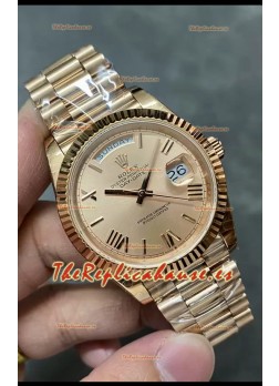 Rolex Day Date 40MM 228235 Oro Rosado Dial Romanos Oro Reloj Réplica Espejo 1:1