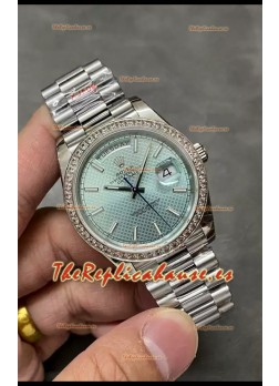 Rolex Day Date Presidential Acero 904L 40MM - Dial Azul Estampado Reloj Calidad Espejo 1:1