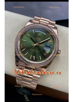 Rolex Day Date Presidential Reloj Oro Rosado 18K 40MM - Dial Verde Oliva Calidad Espejo 1:1