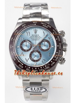 Rolex Daytona Super Clone Dial Azul Ice Bisel Diamantes Movimiento Cal.4130 - Reloj Acero 904L