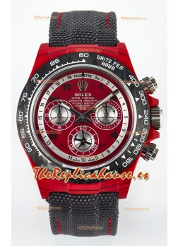 Rolex Daytona Edition Reloj en Dial Rojo Caja Carbono Réplica Espejo 1:1