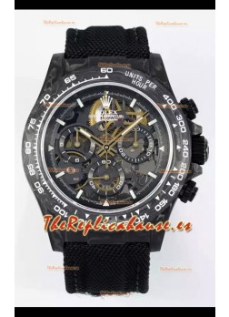 Rolex Daytona Super Clone DiW Skeleton Carbon Edition Watch - Caja Carbono Forjado Correa Negra Réplica Espejo 1:1