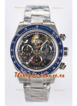 Rolex Daytona Super Clone Artisans De Geneve Acero Inoxidable Reloj Bisel Azul Reloj Skeleton