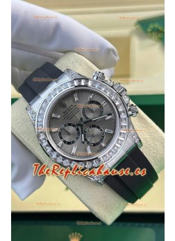 Rolex Daytona Super Clone Caja Oro Blanco Dial Acero Movimiento Cal.4131 Reloj con Bisel en Zafiro Personalizado