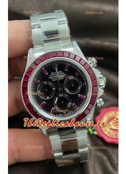 Rolex Daytona Super Clone Caja Oro Blanco Dial Granate Movimiento Cal.4131 Reloj con Bisel Zafiro Personalizado