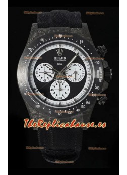 Rolex Daytona Super Clone DiW Paul Newman Carbon Edition Watch - Caja Carbono Forjado Correa Negra Réplica Espejo 1:1